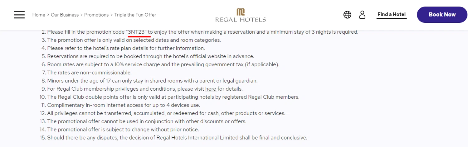 Regal Hotels promo code screenshot showing code 3NT23 applied at Regal Hotels checkout page. Uploaded by SimplyCodes community member Alofoke on May 18, 2025