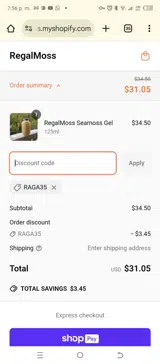 Raga35 coupon verification screenshot
