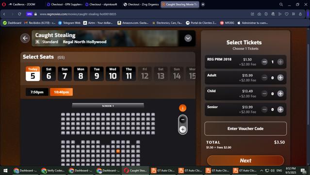 Regal Movies checkout page showing Regal Movies promo code box | Screenshot taken by SimplyCodes community member on Sep 6, 2025