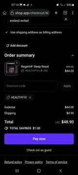 HEALTHY10 coupon verification screenshot