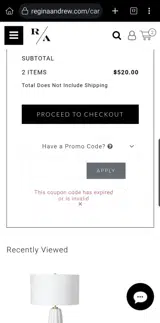 Regina Andrew coupon verification screenshot