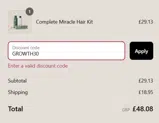 GROWTH30 coupon verification screenshot