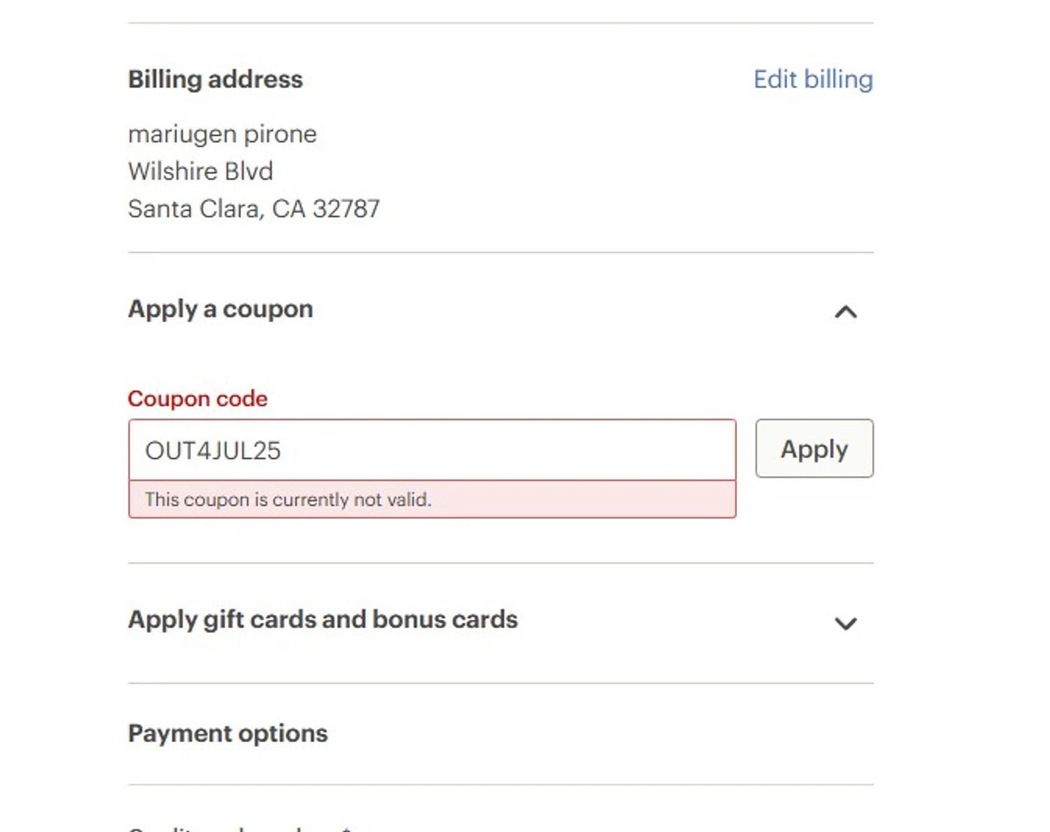 REI promo code screenshot showing code OUT4JUL25 applied at REI checkout page. Uploaded by SimplyCodes community member TheQueenoftheRoyalty on Jul 12, 2025