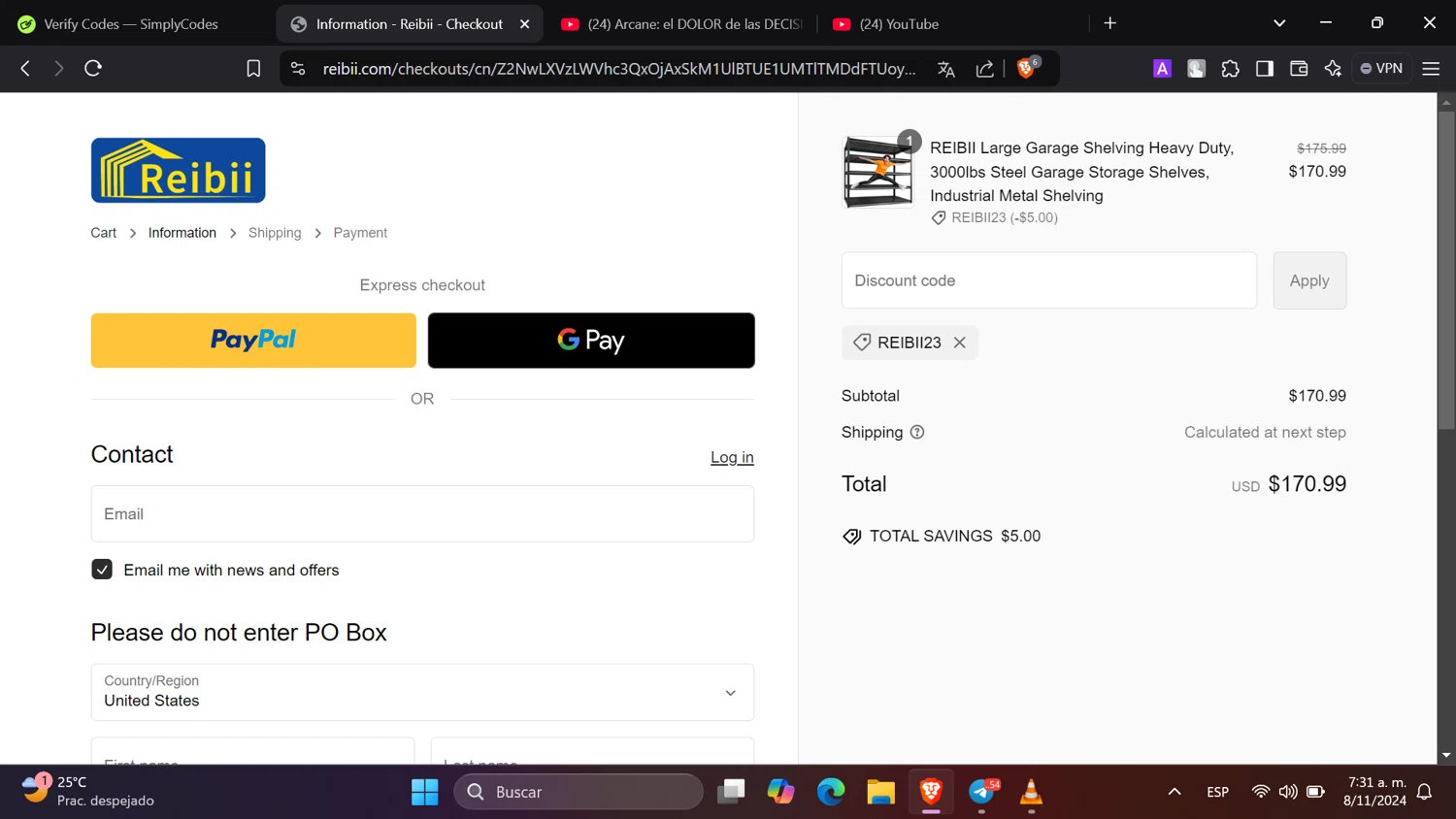 where to use Reibii promo code box