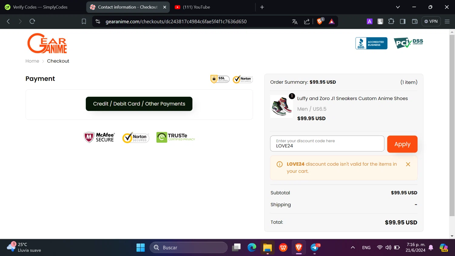 Reiff Knives checkout page showing Reiff Knives promo code box | Screenshot taken by SimplyCodes community member on Jun 21, 2024