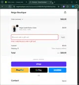 Reign Boutique coupon verification screenshot