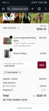 DAD10NOW coupon verification screenshot