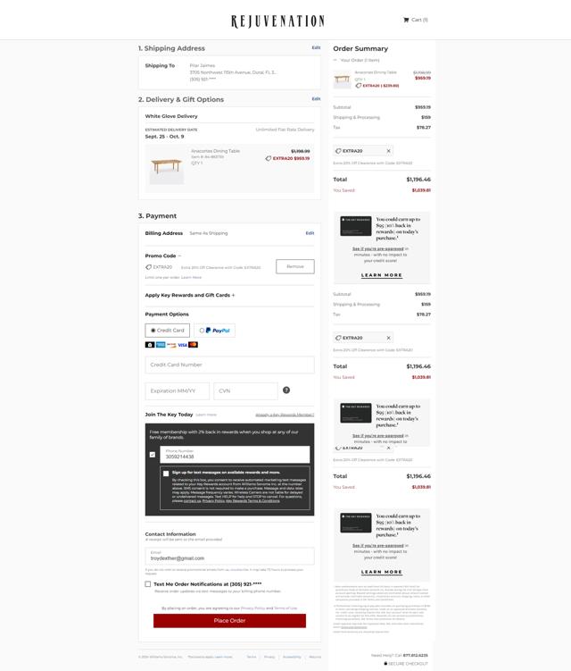 Rejuvenation checkout page showing Rejuvenation promo code box | Screenshot taken by SimplyCodes community member on Aug 26, 2024