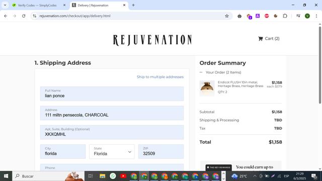 Rejuvenation checkout page showing Rejuvenation promo code box | Screenshot taken by SimplyCodes community member on Mar 7, 2025