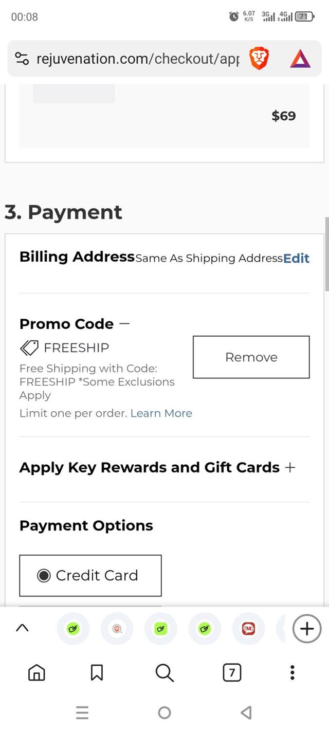 Rejuvenation checkout page showing Rejuvenation promo code box | Screenshot taken by SimplyCodes community member on May 21, 2025