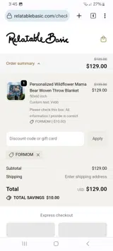 Relatable Basic coupon verification screenshot