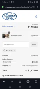 Relax10 coupon verification screenshot