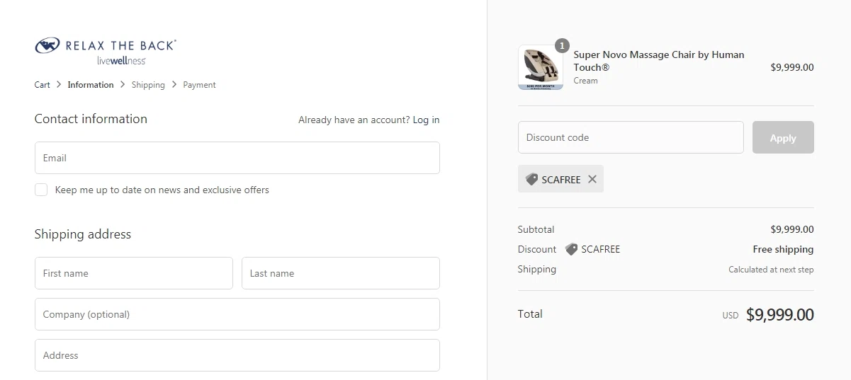 how to use Relax The Back coupons
