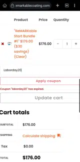 Laborday20 coupon verification screenshot