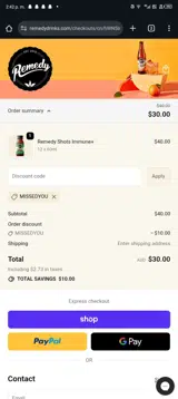 MISSEDYOU coupon verification screenshot