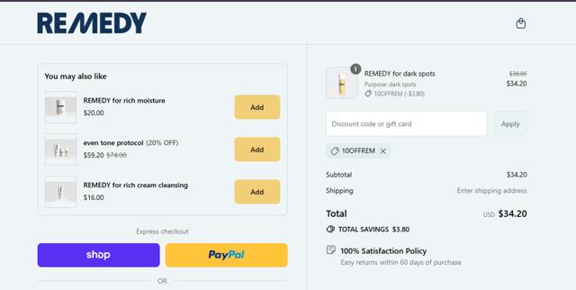 Remedy Science checkout page showing Remedy Science discount code box | Screenshot taken by SimplyCodes community member on Sep 7, 2025