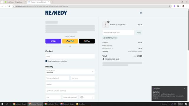 Remedy Science checkout page showing Remedy Science discount code box | Screenshot taken by SimplyCodes community member on Sep 3, 2025