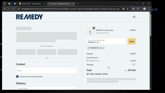 Remedy Science checkout page showing Remedy Science discount code box | Screenshot taken by SimplyCodes community member on Sep 7, 2025