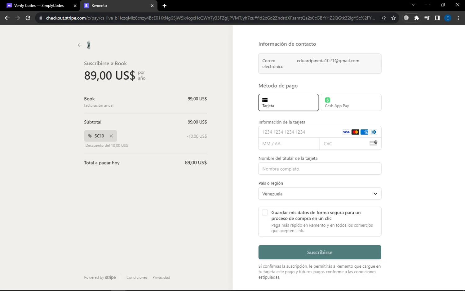 Remento checkout page showing Remento promo code box | Screenshot taken by SimplyCodes community member on Nov 4, 2023