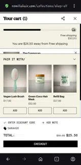 SARAH20 coupon verification screenshot