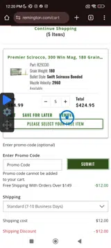 Remington Arms coupon verification screenshot