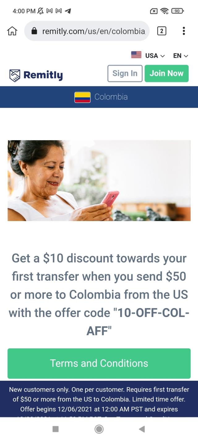 Remitly checkout page showing Remitly promo code box | Screenshot taken by SimplyCodes community member on Mar 12, 2022