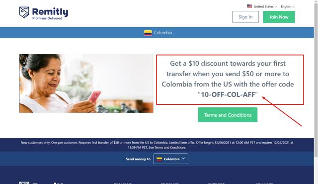 Remitly checkout page showing Remitly promo code box | Screenshot taken by SimplyCodes community member on Jan 7, 2022
