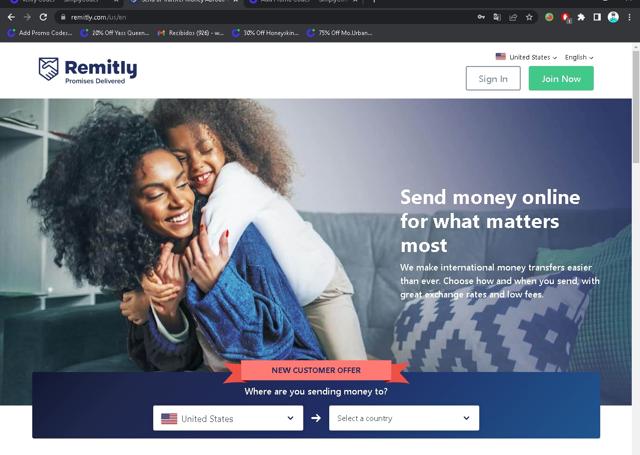 Remitly checkout page showing Remitly promo code box | Screenshot taken by SimplyCodes community member on Mar 27, 2022