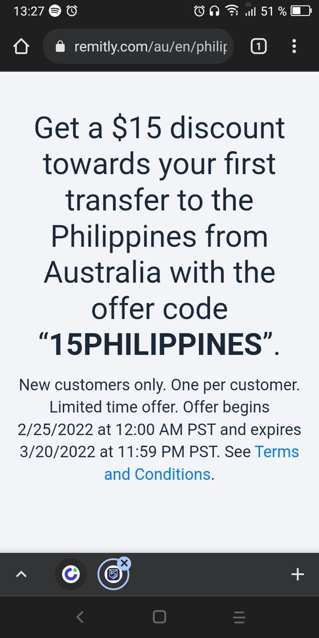 Remitly checkout page showing Remitly promo code box | Screenshot taken by SimplyCodes community member on Mar 13, 2022