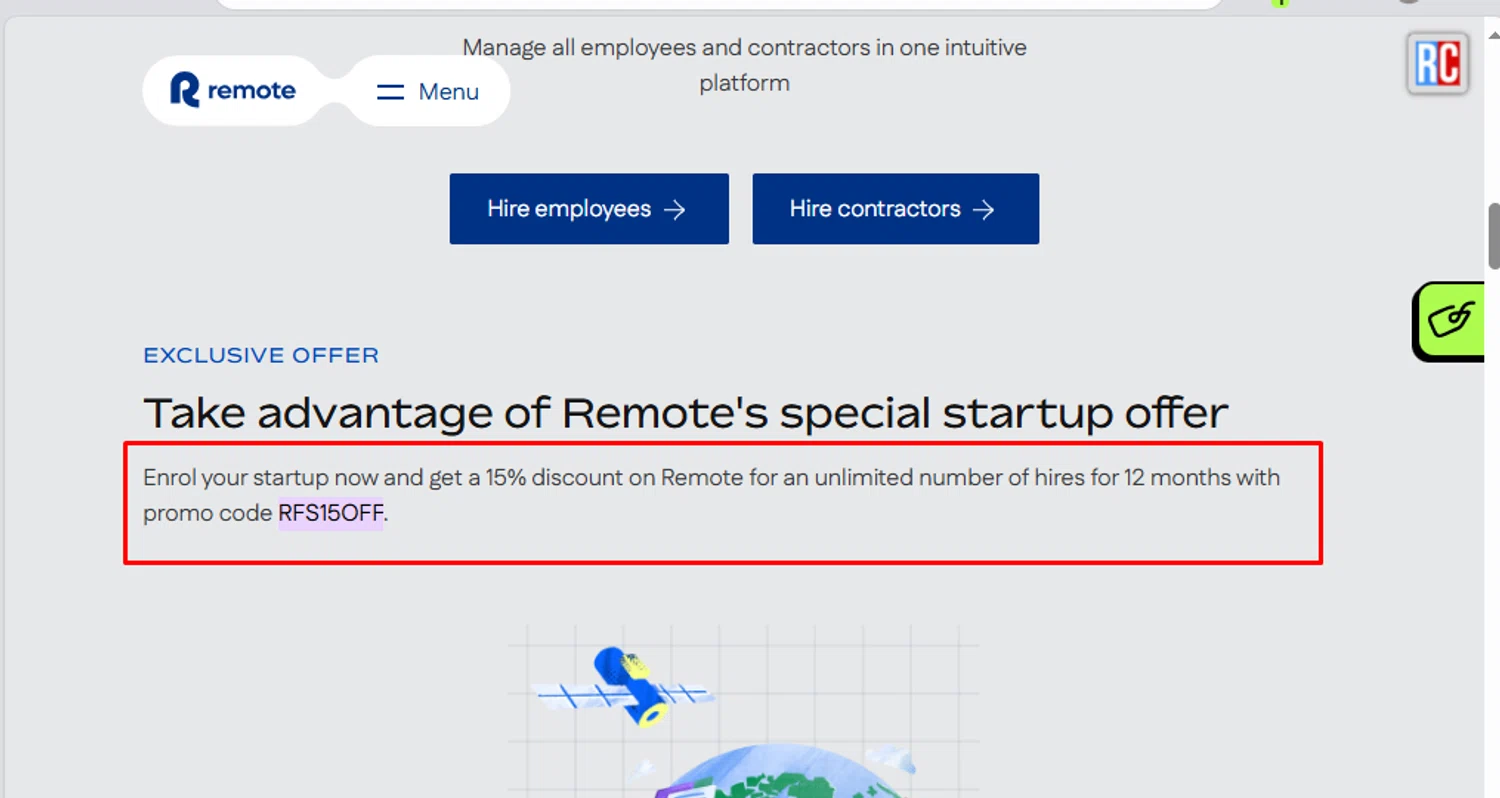 Remote promo code screenshot showing code RFS15OFF applied at Remote checkout page. Uploaded by SimplyCodes community member paola49520 on May 4, 2025