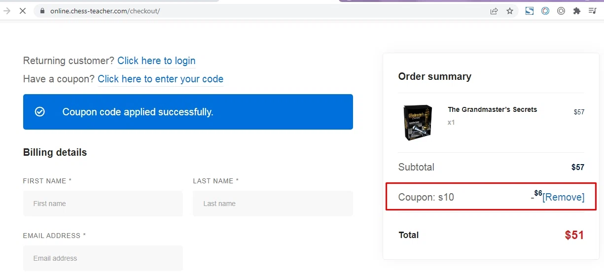 how to use Remote Chess Academy coupons