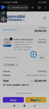 15%Off coupon verification screenshot