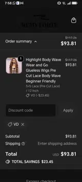 vd coupon verification screenshot