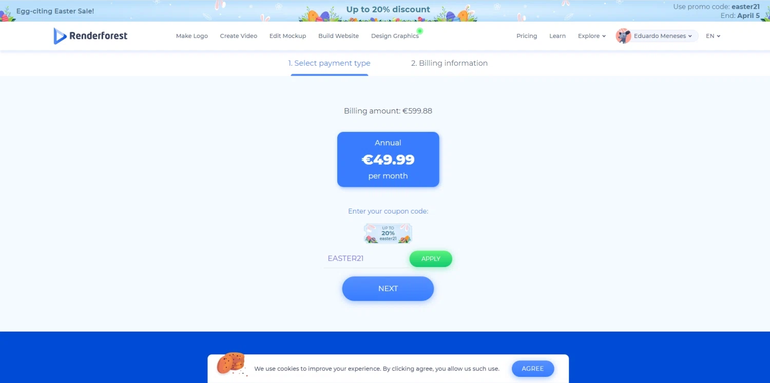 how to use Renderforest coupons