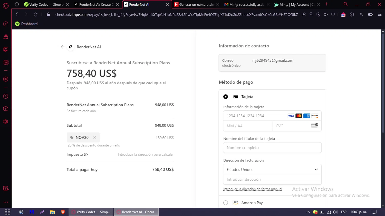 Affogato AI checkout page showing Affogato AI promo code box | Screenshot taken by SimplyCodes community member on Nov 22, 2024