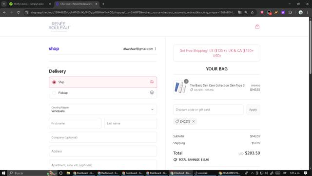 Renee Rouleau checkout page showing Renee Rouleau discount code box | Screenshot taken by SimplyCodes community member on Sep 7, 2025