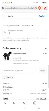 SHAR coupon verification screenshot