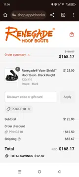 Renegade Hoof Boot coupon verification screenshot