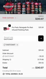 EASTCOAST coupon verification screenshot