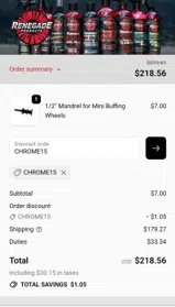 CHROME15 coupon verification screenshot