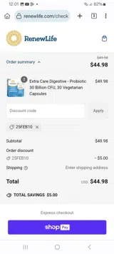 25FEB10 coupon verification screenshot