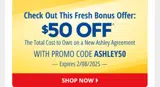 ashley50 coupon verification screenshot