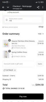 Extra25 coupon verification screenshot