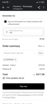 Extra20 coupon verification screenshot