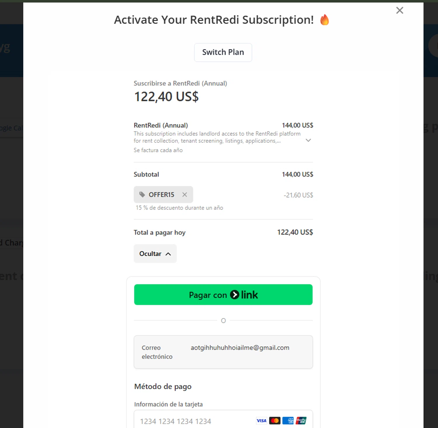RentRedi promo code screenshot showing code OFFER15 applied at RentRedi checkout page. Uploaded by SimplyCodes community member AliceLidell on Sep 19, 2025
