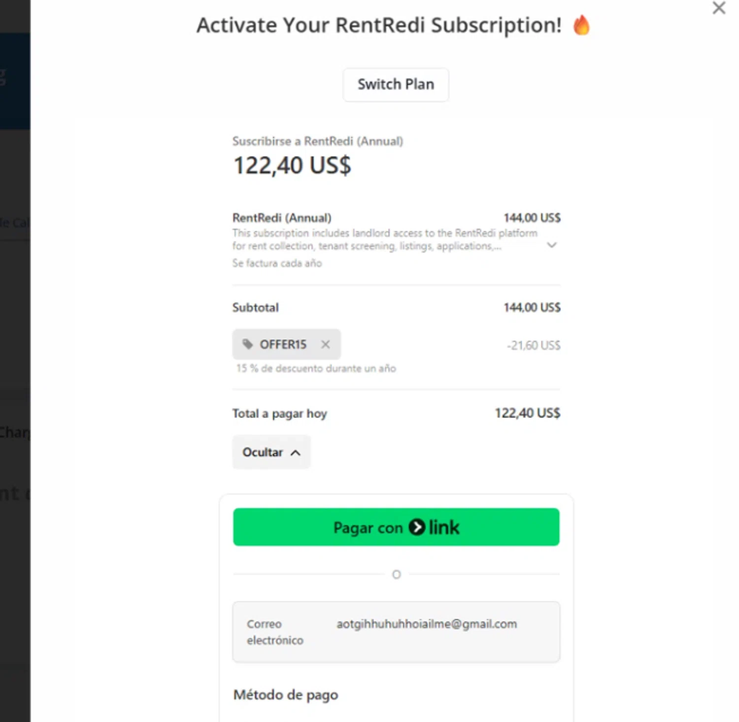 RentRedi promo code screenshot showing code OFFER15 applied at RentRedi checkout page. Uploaded by SimplyCodes community member FrugalSentinel6206 on Nov 16, 2025