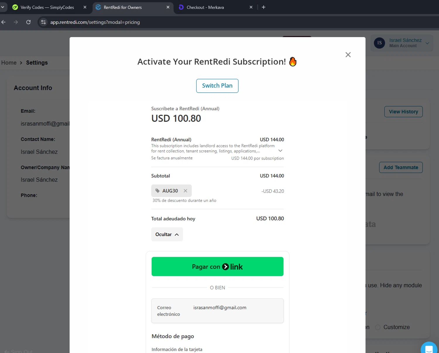 RentRedi checkout page showing RentRedi promo code box | Screenshot taken by SimplyCodes community member on Dec 23, 2025