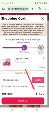 STELLA30 coupon verification screenshot