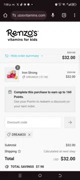 Dream20 coupon verification screenshot