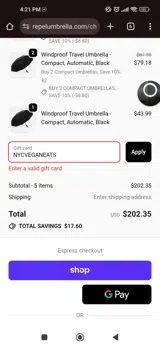 NYCVEGANEATS coupon verification screenshot